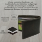 Preview: Herren Geldbörse Schwarz mit RFID Adler Motiv Voll Leder Doppelnaht Stabil robust modern